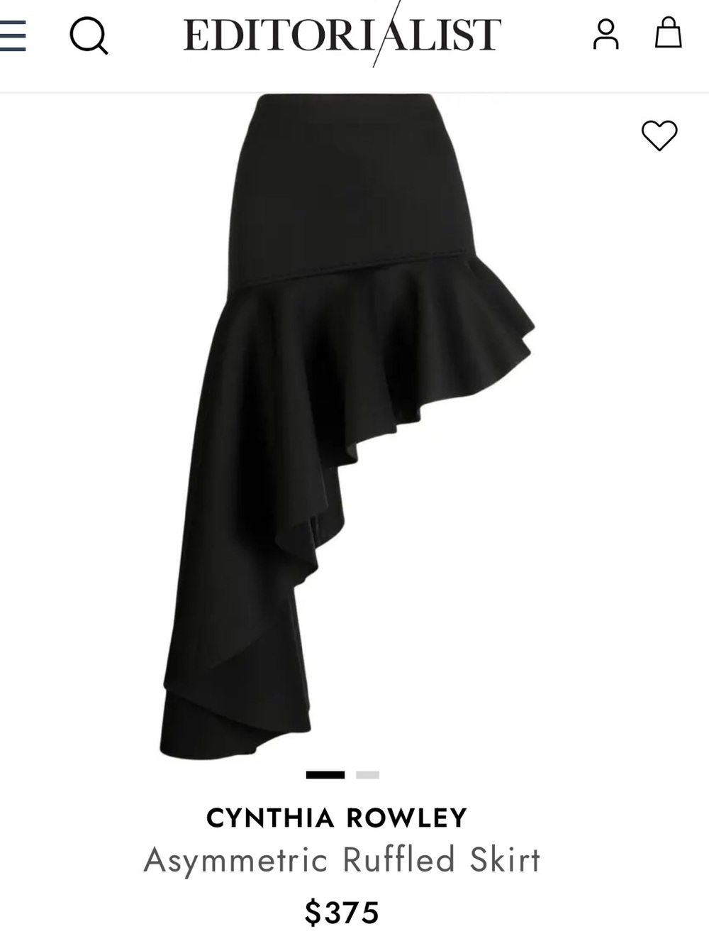 Cynthia Rowley Black Asymmetrical Bonded Ruffle Flounce Skirt Unique Sz 0, Small - Picture 2 of 13